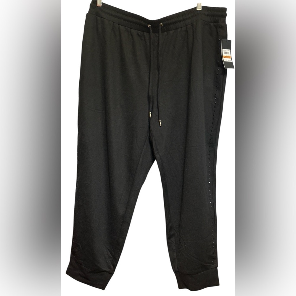 JONES NEW YORK WOMAN BLACK JOGGERS WITH RHINESTONES ON SIDES SIZE 3X NWT